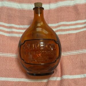 Amber Glass Olive Oil Bottle with Cork New